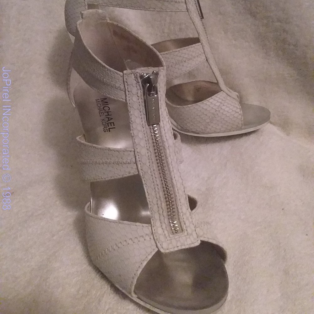 Michael Kors Snakeskin Designed 3 Strap Ankle 4 in Heel